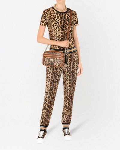 Crossbody rokassoma ar apdruku ar leoparda rakstu Dolce & Gabbana