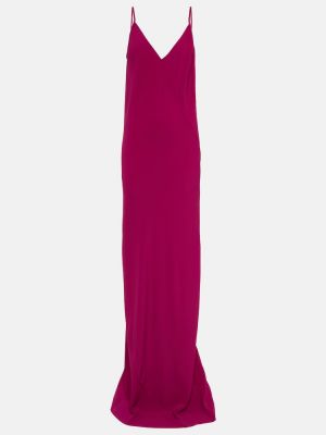 Jedwabna satynowa sukienka długa Rick Owens różowa
