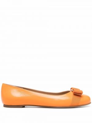 Lær ballerinasko Salvatore Ferragamo oransje