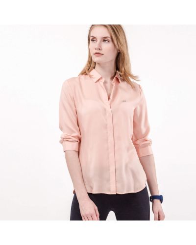 Рубашка слим Lacoste розовая