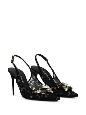 Slingback spitzen pumps mit kristallen Dolce & Gabbana