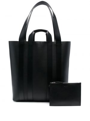 Usnjena nakupovalna torba Lanvin črna