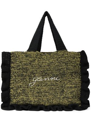 Shopper handtasche mit rüschen Ganni schwarz