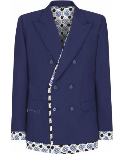 Trykt lang blazer Dolce & Gabbana blå