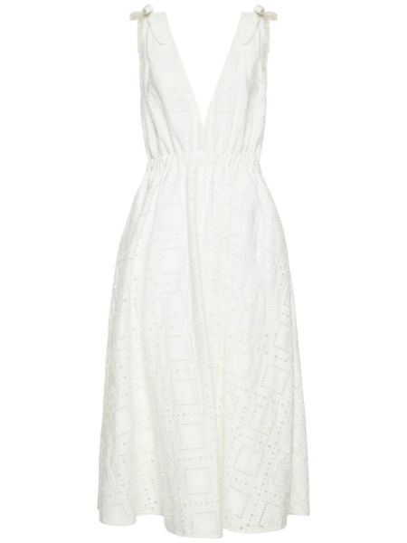 Памучна миди рокля Msgm бяло