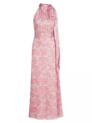Платье с воротником в цветочек с принтом с высоким воротником Sachin & Babi розовое
