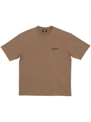 Оверсайз футболка с принтом Balenciaga, коричневая