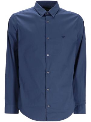 Риза бродирана с копчета Emporio Armani синьо