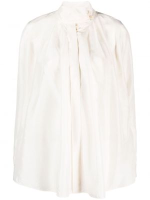 Плисирана копринена блуза Forte_forte бяло