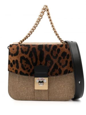 Kožená kabelka s leopardím vzorom Maison Margiela hnedá