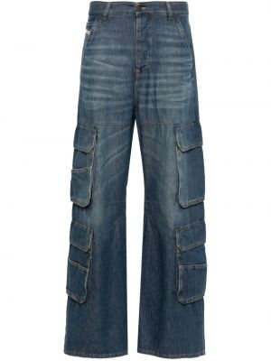 Straight fit džíny s nízkým pasem Diesel modré
