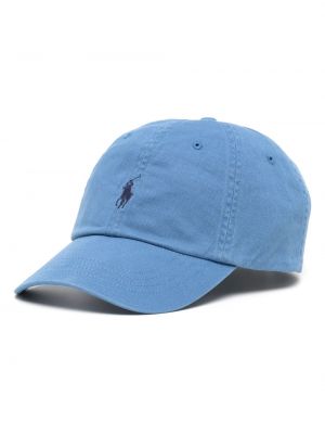 Tikitud puuvillased tikitud nokamüts Polo Ralph Lauren sinine