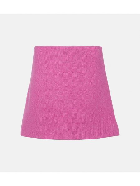 Vlněné mini sukně Ganni růžové