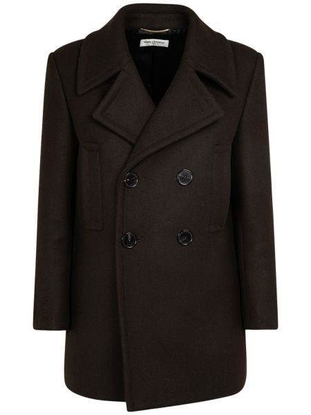 Płaszcz wełniany Saint Laurent brązowy