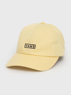 Памучна шапка с апликация Vans жълто