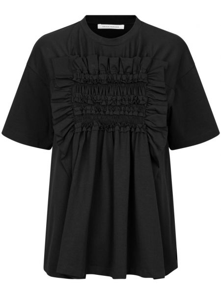 Bavlnené tričko s volánmi Cecilie Bahnsen čierna
