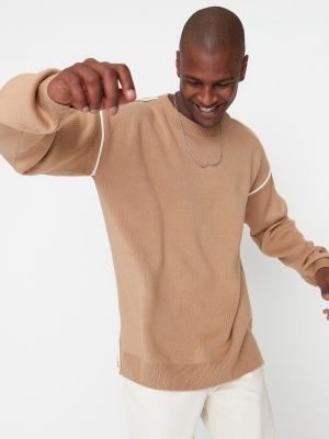 Sweter oversize Trendyol brązowy