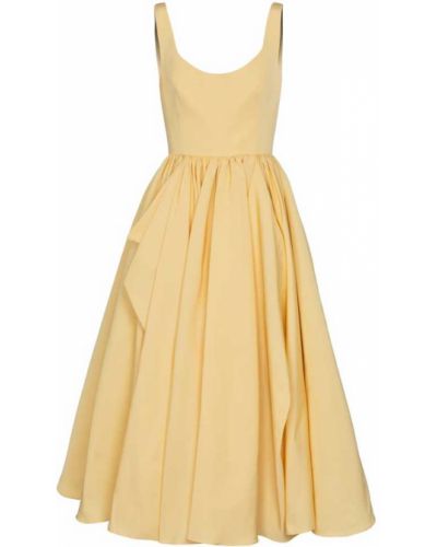 Midi šaty z polyesteru s lodičkovým výstřihem Alexander Mcqueen - žlutá