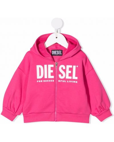 Trykt hettegenser for jenter Diesel Kids rosa