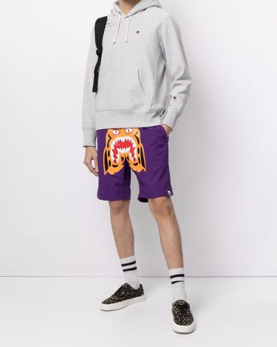Pantalones cortos deportivos con estampado con rayas de tigre A Bathing Ape® violeta