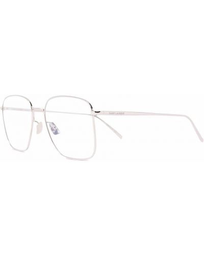 Okulary korekcyjne oversize Saint Laurent Eyewear srebrne
