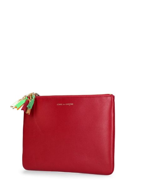 Kožená listová kabelka na zips Comme Des Garçons Wallet červená