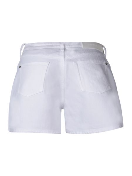 Pantalones cortos de cintura alta de algodón 7 For All Mankind blanco