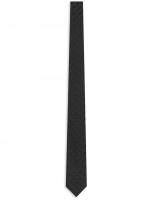 Žakárová puntíkatá hedvábná kravata Saint Laurent černá