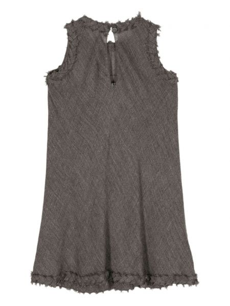 Pletené lněné šaty Chanel Pre-owned šedé