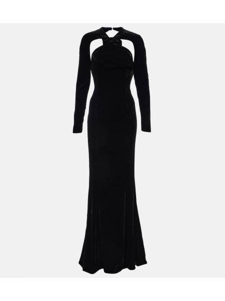 Vestido largo de terciopelo‏‏‎ Alessandra Rich negro