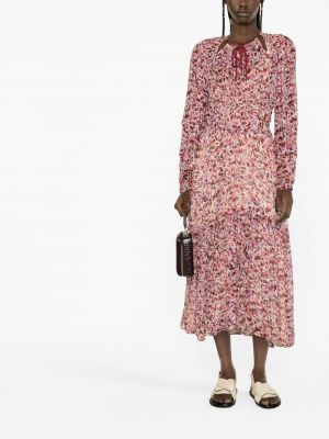 Sukienka długa w kwiatki z nadrukiem Isabel Marant Etoile czerwona