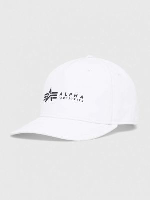 Памучна шапка с принт Alpha Industries бяло