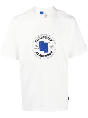 Βαμβακερή μπλούζα Converse λευκό
