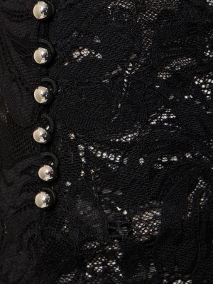 Midi suknja visoki struk s čipkom Rabanne crna