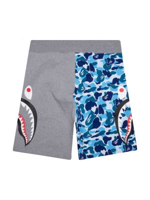 BAPE ABC Камуфляжные спортивные шорты с изображением акулы, Синий/Серый