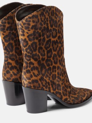 Kožené členkové topánky s potlačou s leopardím vzorom Gianvito Rossi