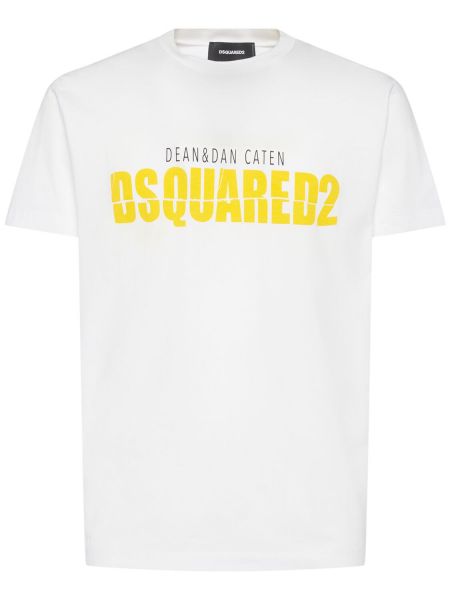 T-shirt med mönster Dsquared2 vit