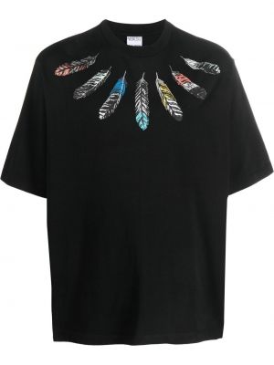 T-shirt mit federn mit print Marcelo Burlon County Of Milan schwarz