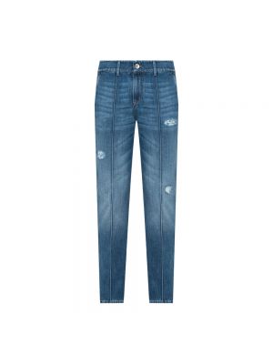 Proste jeansy bawełniane Brunello Cucinelli niebieskie