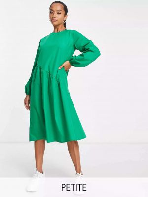 Зеленое свободное платье оверсайз с асимметричным швом Lola May Petite