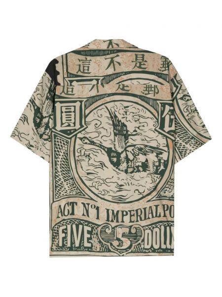 Bavlněná košile s potiskem s abstraktním vzorem Act N°1 zelená