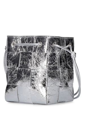 Crossbody táska Bottega Veneta ezüstszínű