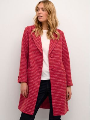 Manteau d'hiver en laine Cream rouge