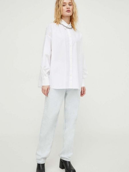 Koszula bawełniana relaxed fit Drykorn biała