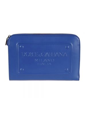 Torebka skórzana Dolce And Gabbana niebieska
