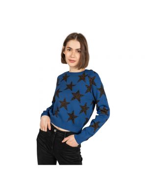 Sweter z okrągłym dekoltem Patrizia Pepe niebieski