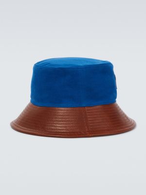 Medvilninis iš natūralios odos kepurė Bode mėlyna