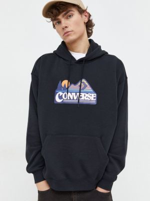 Bluza z kapturem z nadrukiem Converse czarna