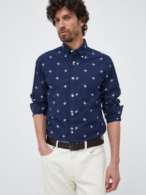 Pernata pamučna košulja s gumbima Tommy Hilfiger plava