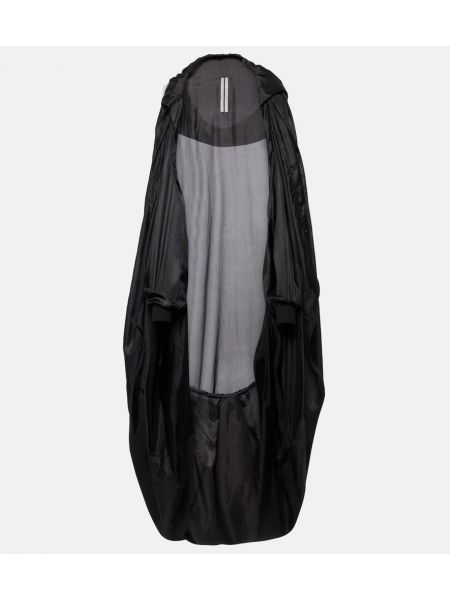 Μεταξωτός μπουφάν με κουκούλα Rick Owens μαύρο
